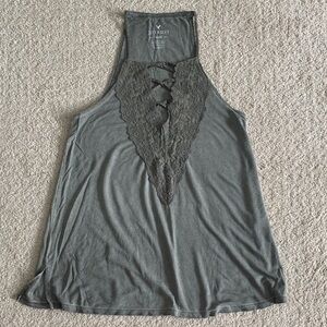 American Eagle Outfitters dusty sage Lace-Up Tank Top